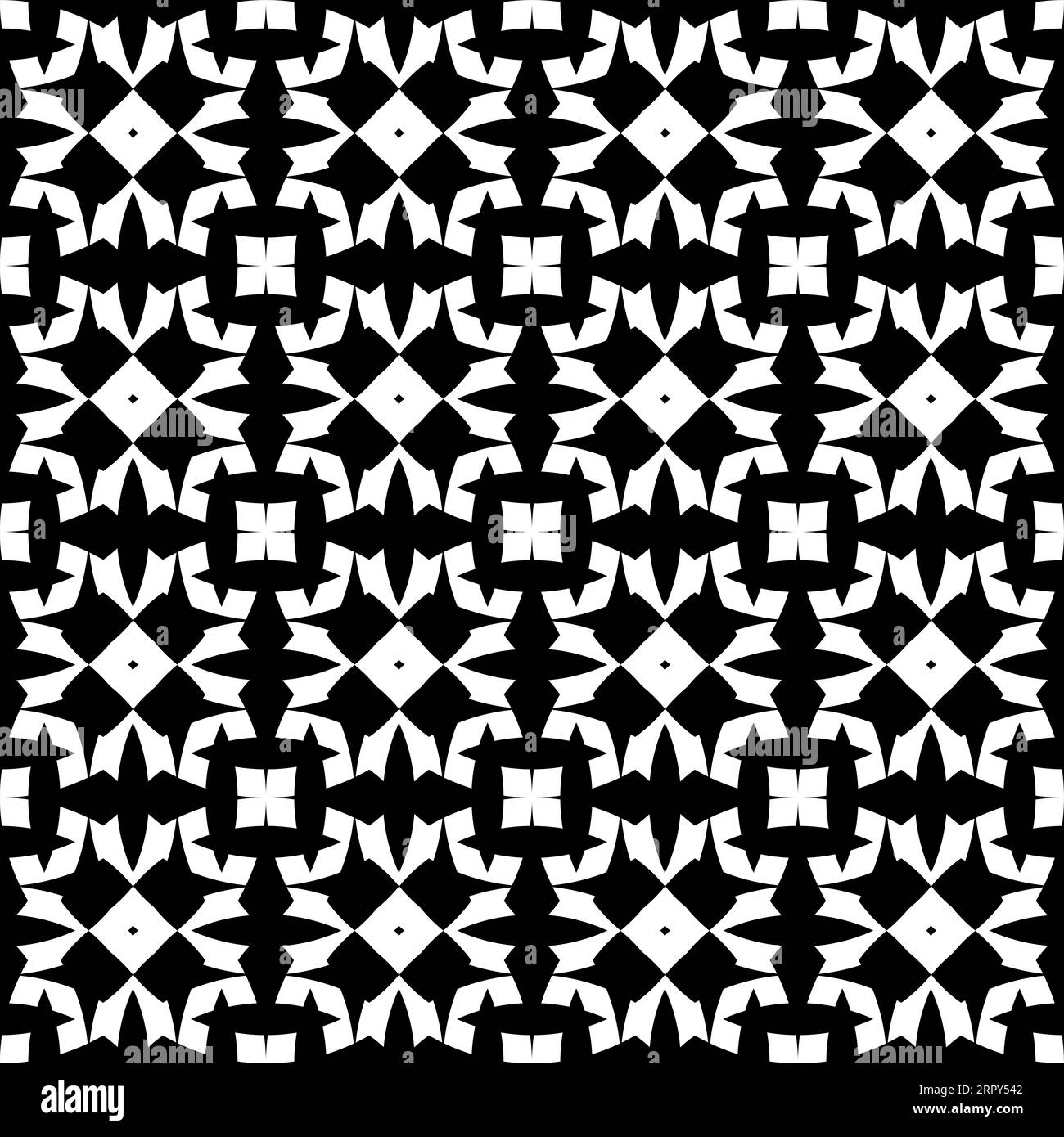 Seamless pattern with geometric motifs in black and white Stock Photo