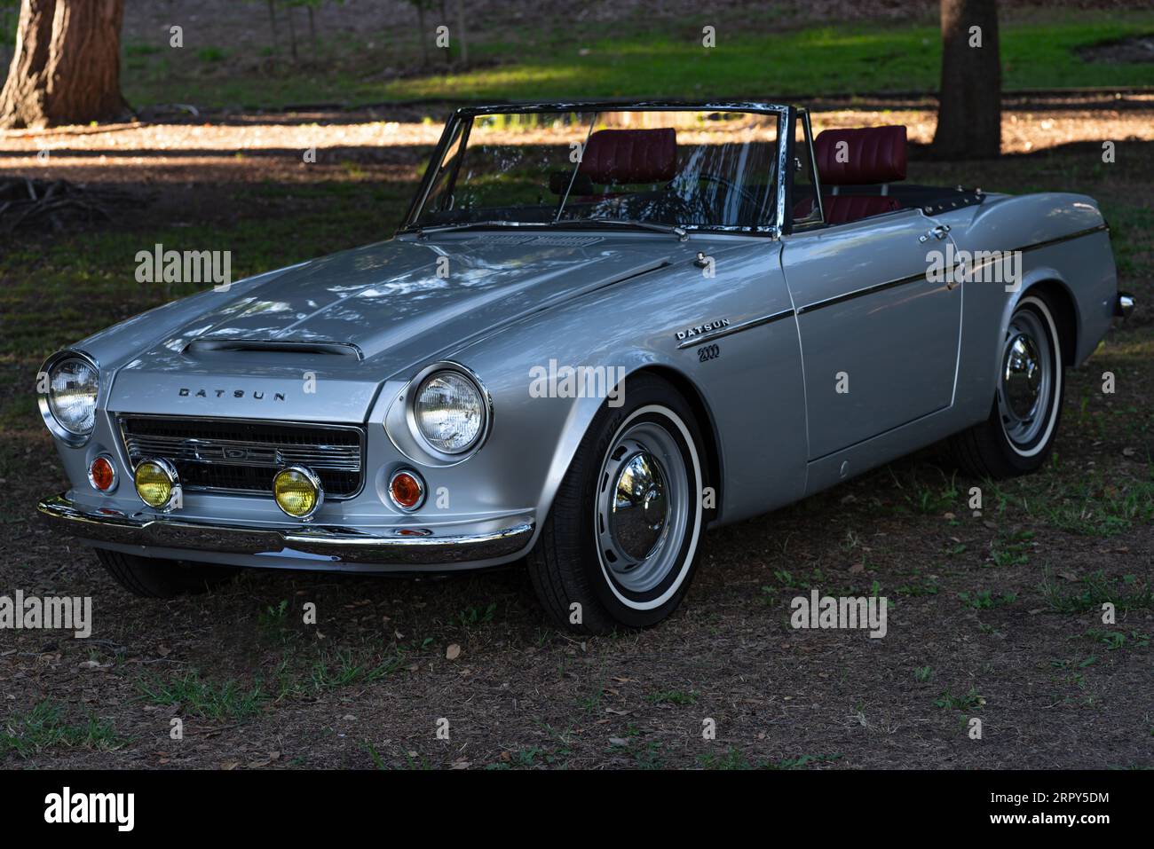 Datsun 2000 Roadster, vintage car, shown parked at Lacey Park. Stock Photo