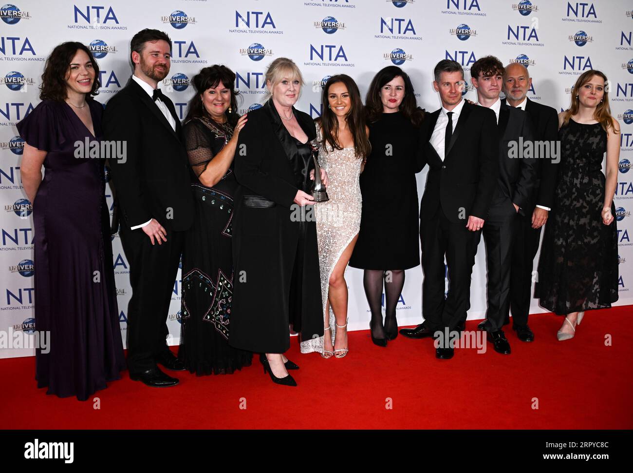 London, UK. September 5th, 2023. Sarah Lancashire, Rhys Connah, Karl Davies, Susan Lynch, Mollie Winnard and Mark Stanley with the award for Returning Drama, Happy Valley at the National Television Awards, The O2 Arena, London. Credit: Doug Peters/EMPICS/Alamy Live News Stock Photo
