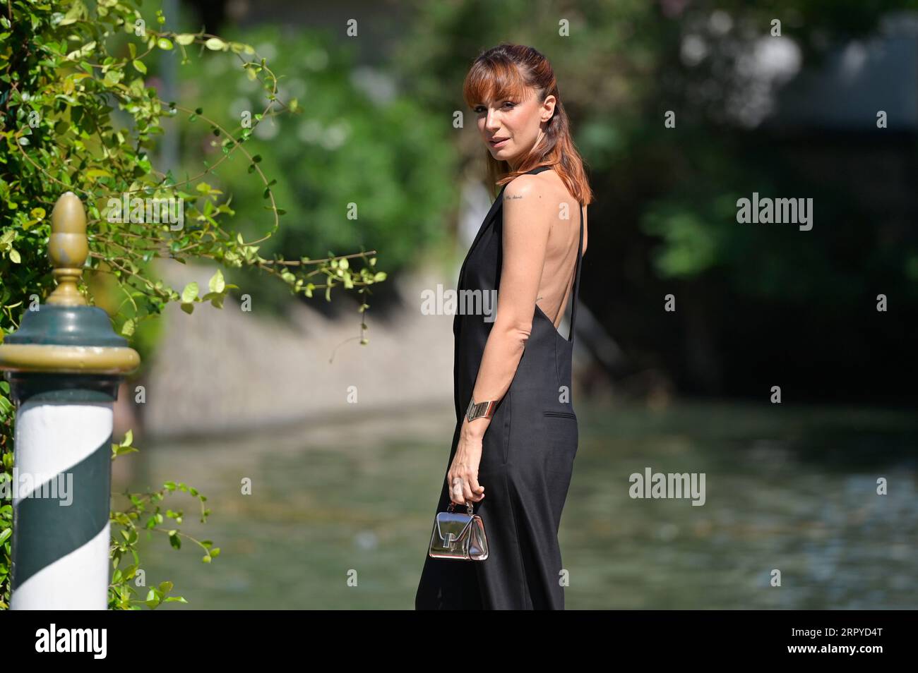 Venice Lido, Italy. 05th Sep, 2023. Andrea Delogu arrives at the dock