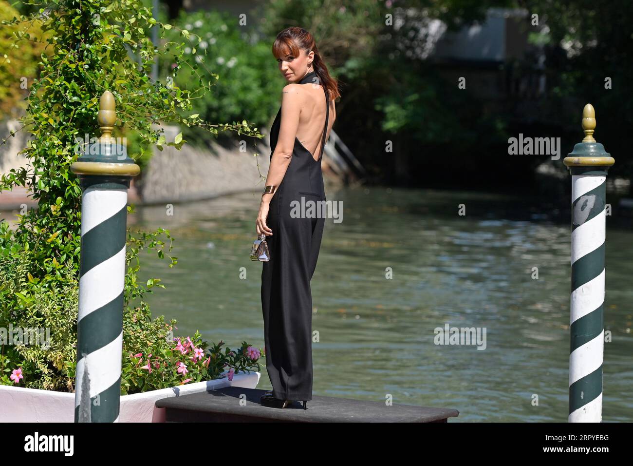 Venice Lido, Italy. 05th Sep, 2023. Andrea Delogu arrives at the dock