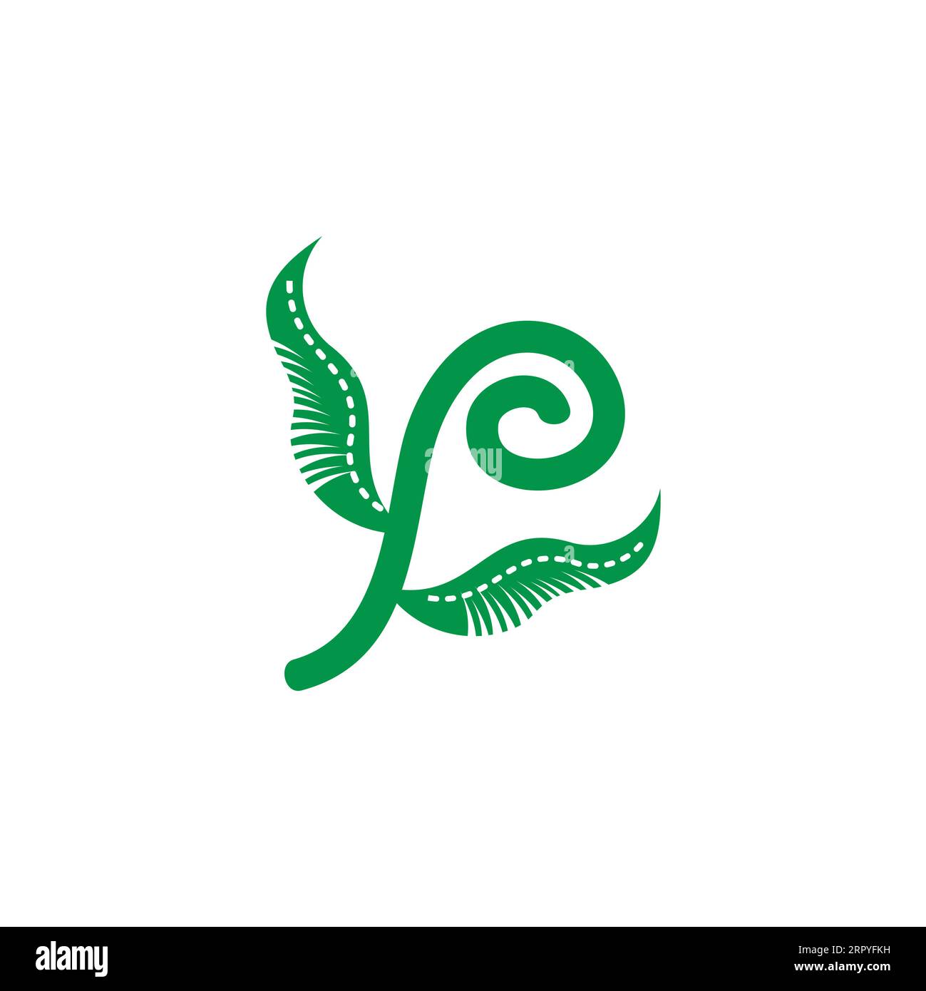 spiral green leaf simple logo vector Stock Vector