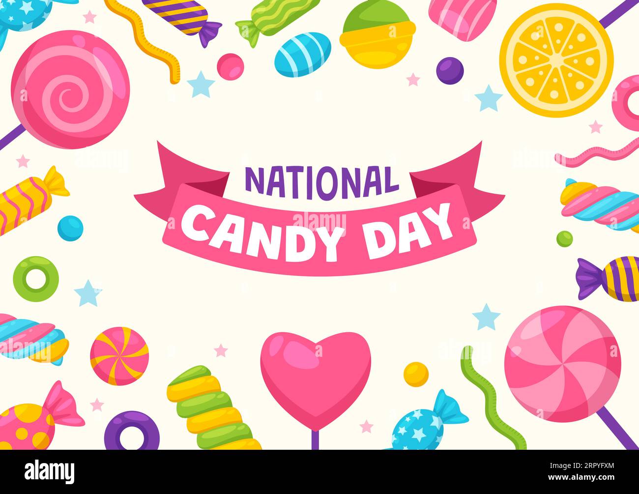 National Candy Day Vector Illustration with Different Types of Candies