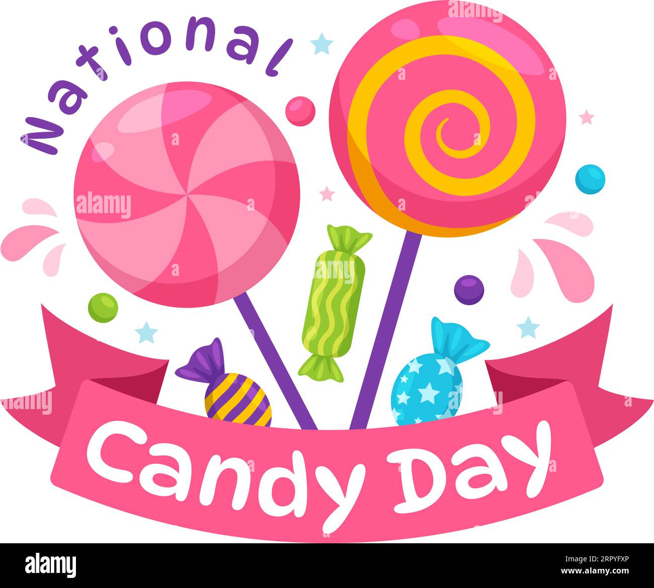 National Candy Day Vector Illustration with Different Types of Candies