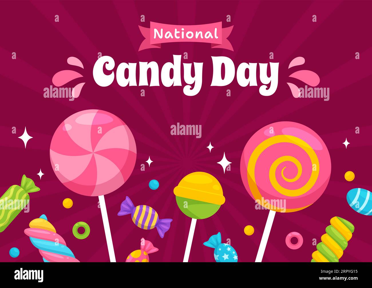 National Candy Day Vector Illustration with Different Types of Candies