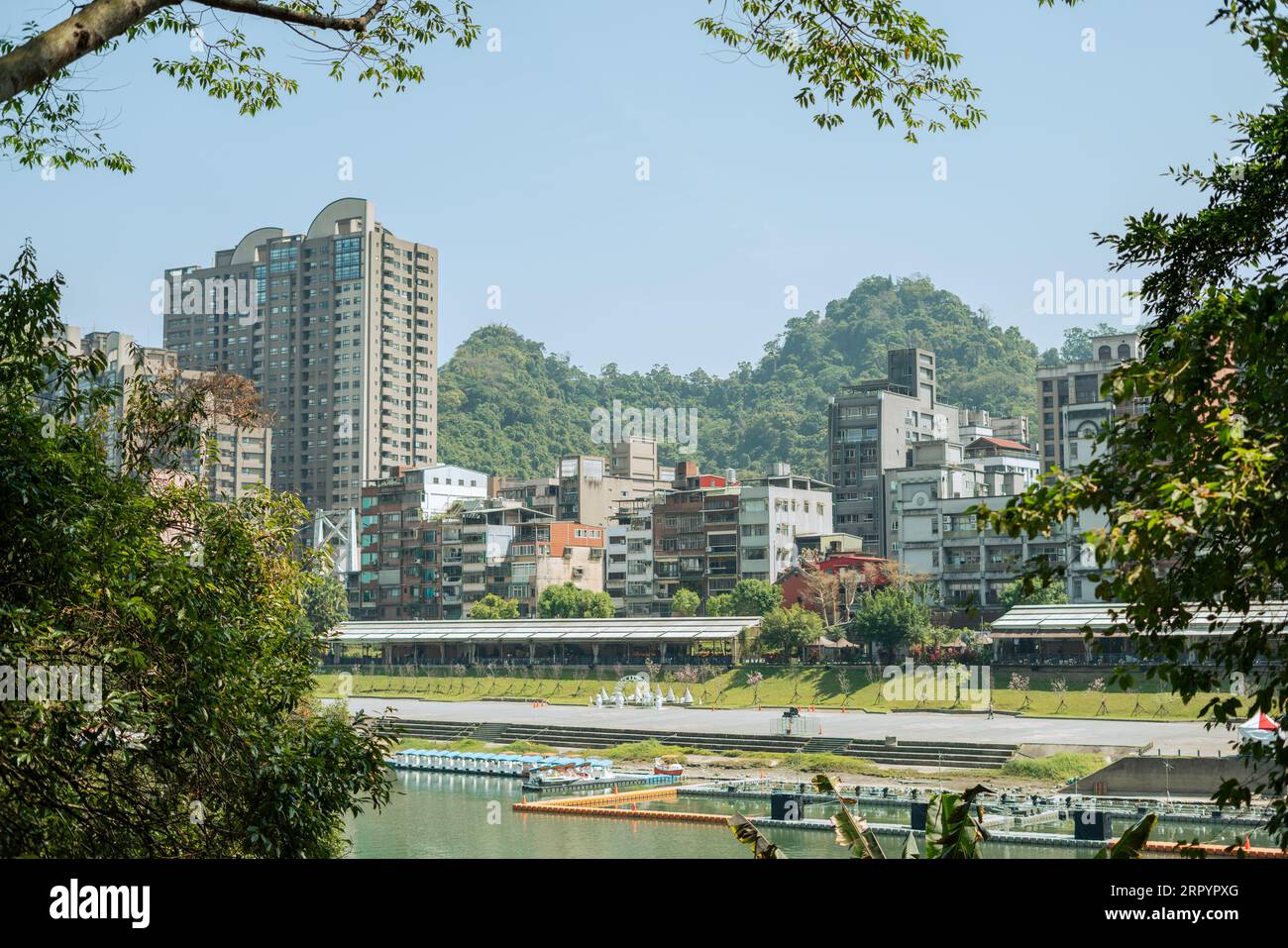 Xindian district Bitan riverside park in New Taipei City, Taiwan Stock Photo