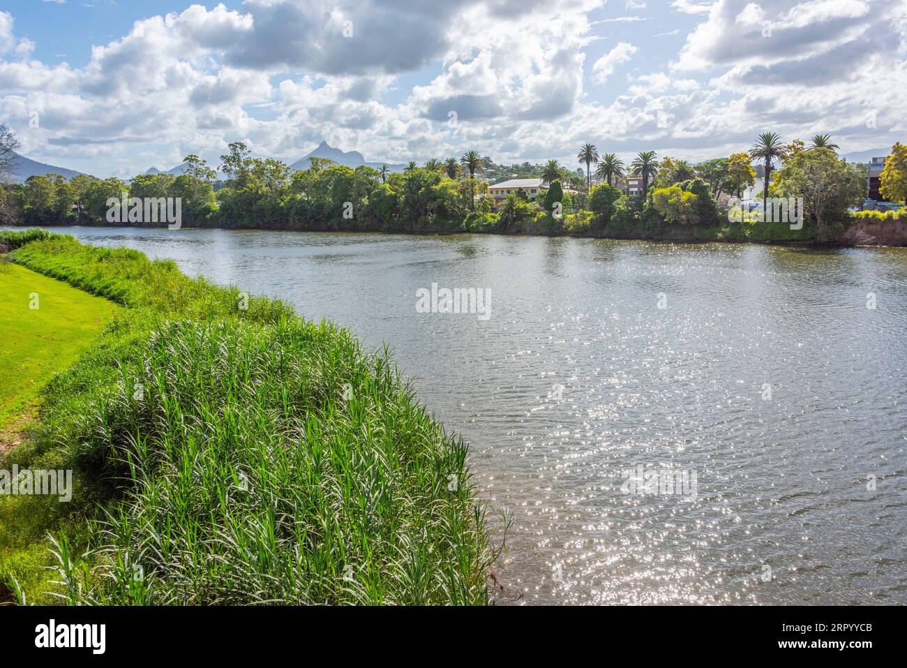 View of Mount Warning aka Wollumbin from the bridge over the Tweed