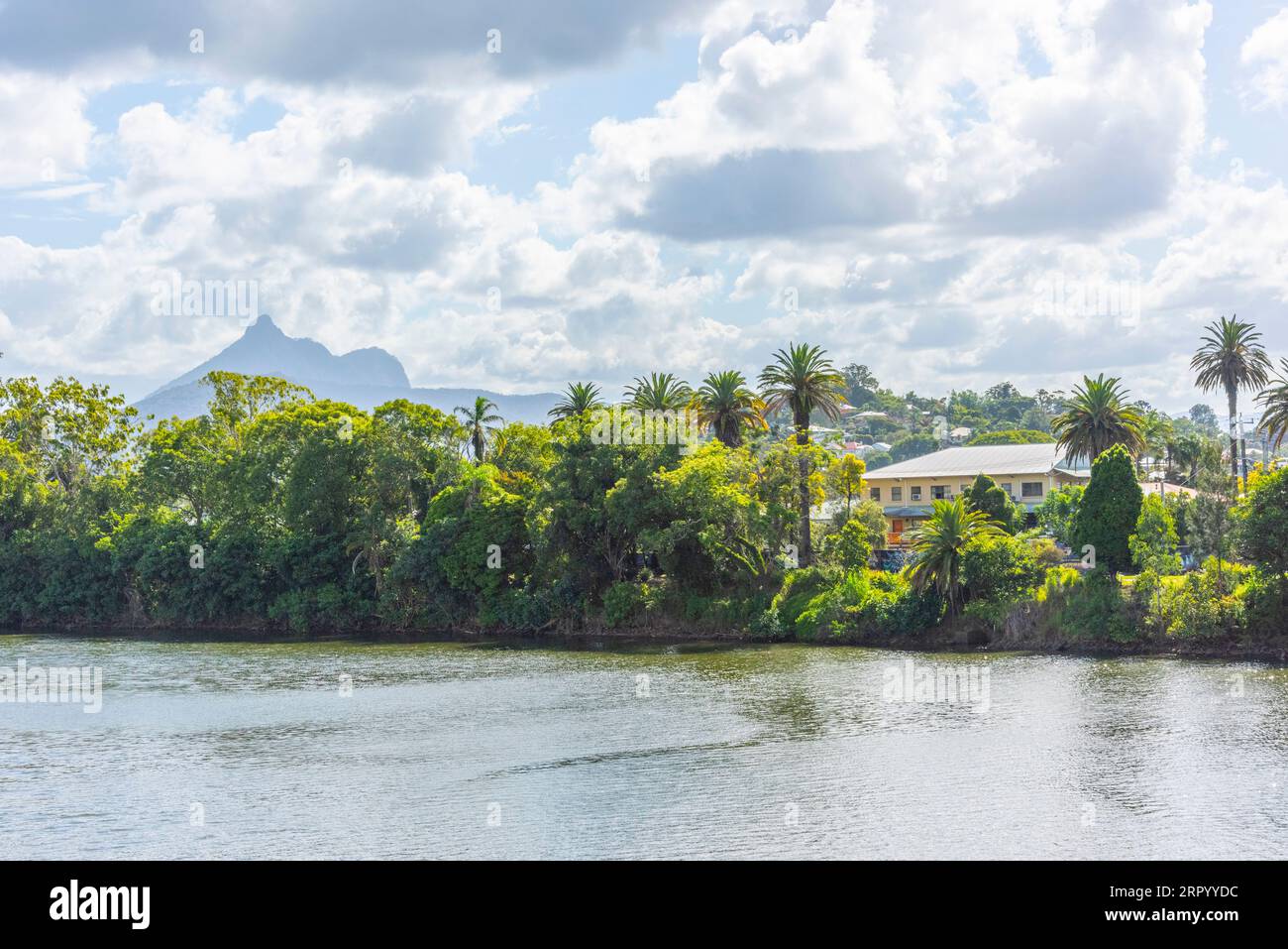 View of Mount Warning aka Wollumbin from the bridge over the Tweed