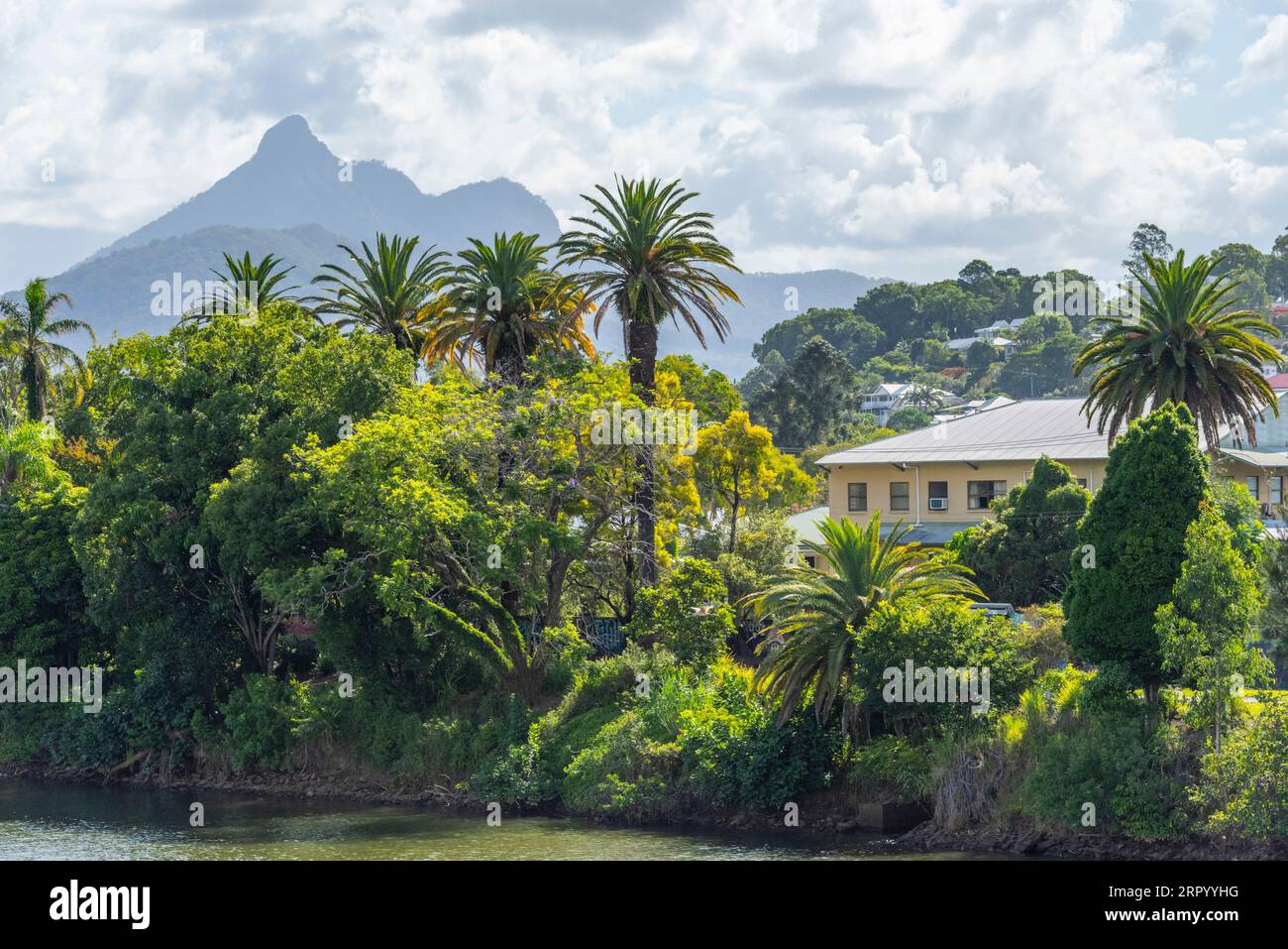View of Mount Warning aka Wollumbin from the bridge over the Tweed