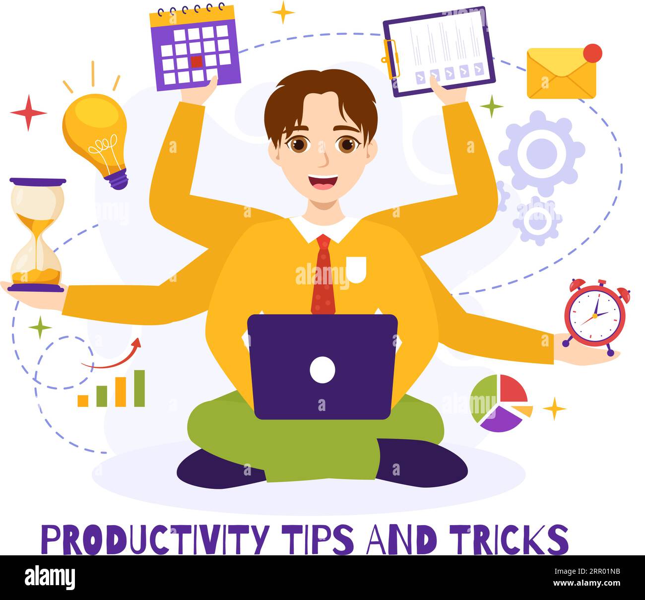 Productivity Tips and Trick Vector Illustration with Marketing Product ...