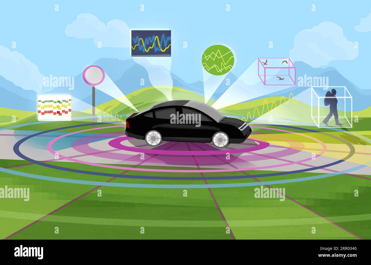 Autonomous car, conceptual illustration Stock Photo - Alamy