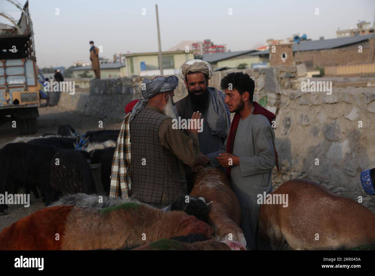 200727 -- KABUL, July 27, 2020 -- People visit a livestock market ahead ...