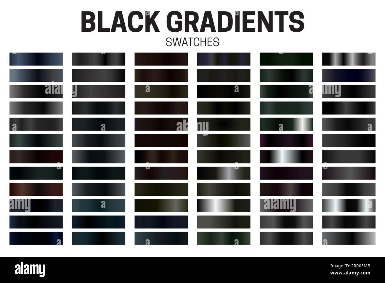 Black Color Gradient Collection of Swatches Stock Vector