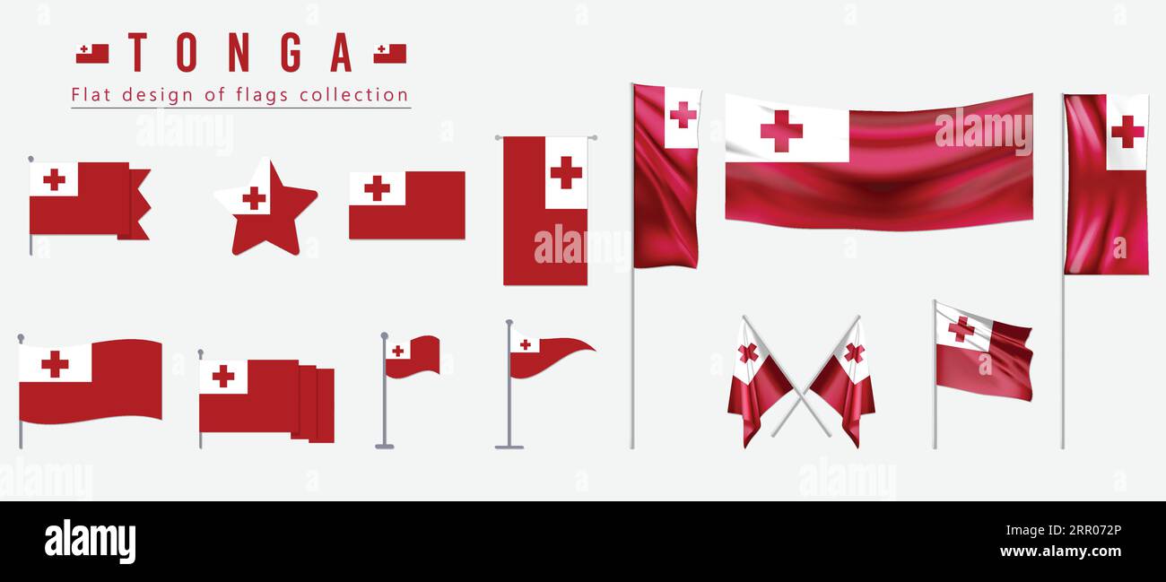 Tonga flag, flat design of flags collection Stock Vector Image & Art