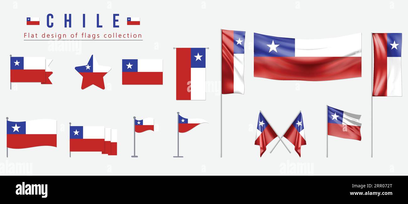 Chile flag, flat design of flags collection Stock Vector Image & Art