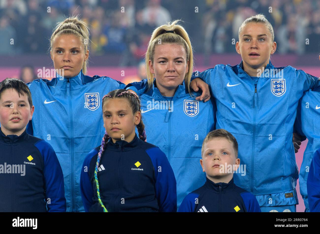 HONG KONG SAR,CHINA. AUGUST 20th, 2023.  FIFA Womens Football World Cup 2023 Final. The England team line up for the national Anthems before the Final Stock Photo