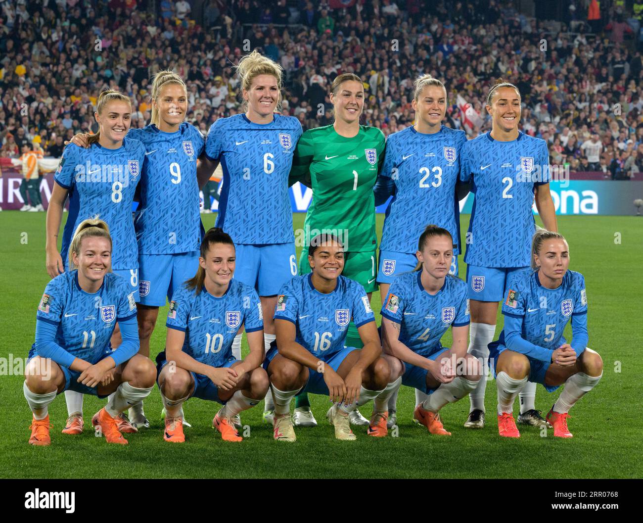 HONG KONG SAR,CHINA. AUGUST 20th, 2023.  FIFA Womens Football World Cup 2023 Final. The England team line up for the national Anthems before the  Fina Stock Photo