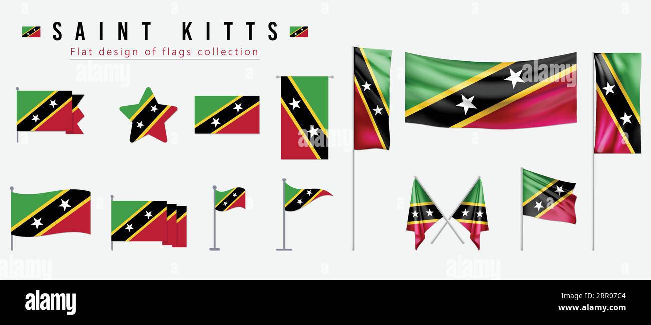 Saint Kitts flag, flat design of flags collection Stock Vector Image