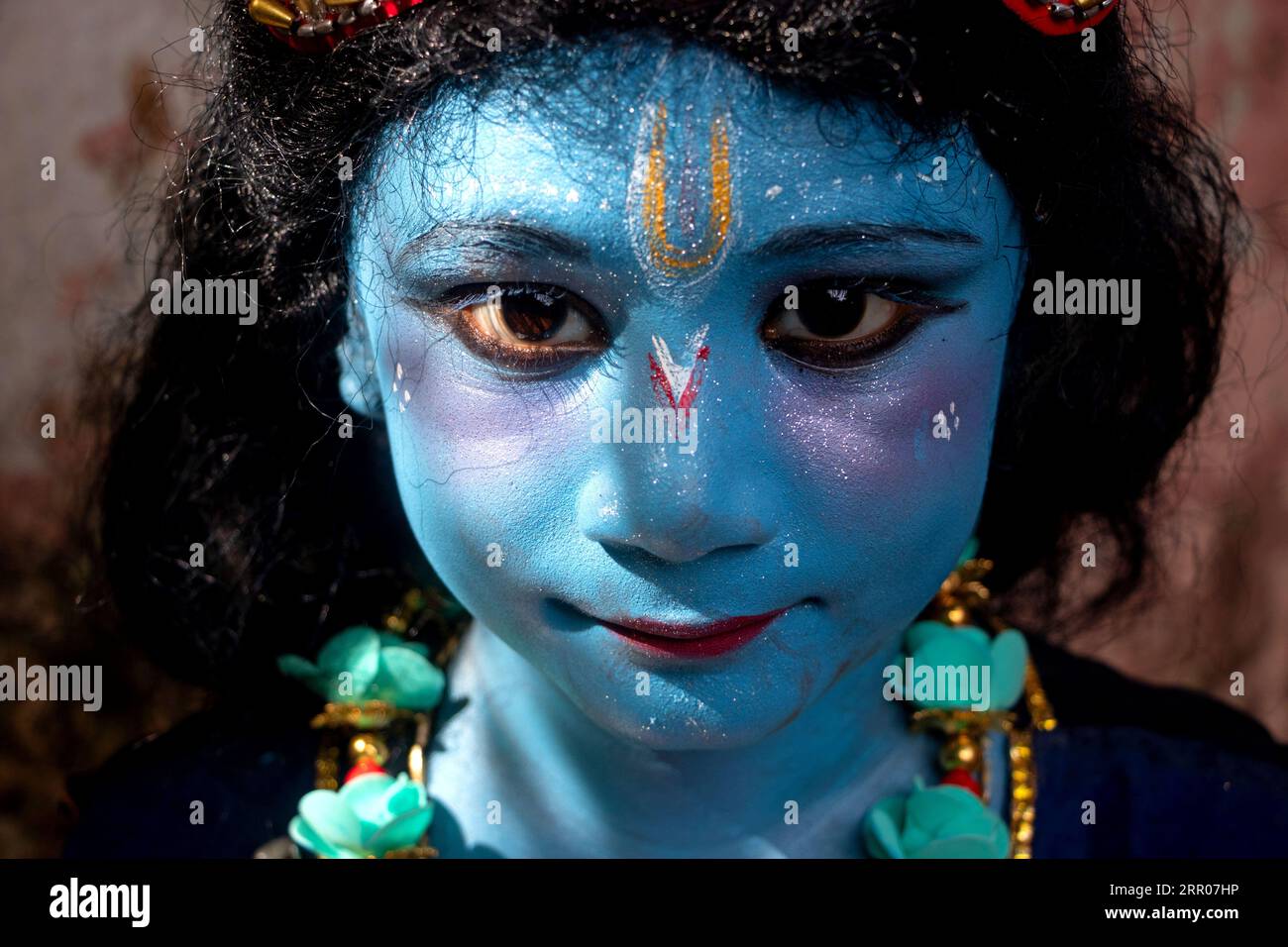 Narayanganj, Dhaka, Bangladesh. 6th Sep, 2023. Children dressed in costumes of Hindu deity Lord Krishna and his mythological accomplices during celebrations for the ''Janmashtami'' festival, which marks the birth of the Hindu God Lord Krishna in Narayanganj, Bangladesh. Lord Krishna, the eighth of the ten incarnations of the Hindu God Lord Vishnu, who is considered the Preserver of the Universe, is one of Hinduism's most popular gods. According to Hindu belief on this promising day, Lord Krishna descended into this world some 5,500 years ago to establish love, truth, and justice. (Credit I Stock Photo