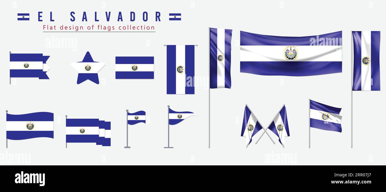 El Salvador flag, flat design of flags collection Stock Vector Image