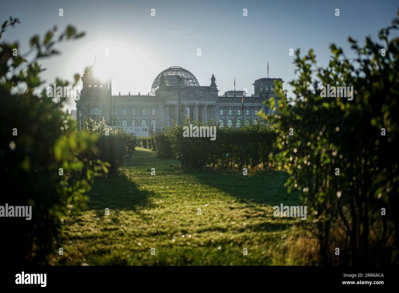 Berlin, Germany. 06th Sep, 2023. View of the Reichstag building with the Bundestag in the early morning. The general debate takes up the current topics of the federal government's policy during the budget debate of the Bundestag. Credit: Kay Nietfeld/dpa/Alamy Live News Stock Photo
