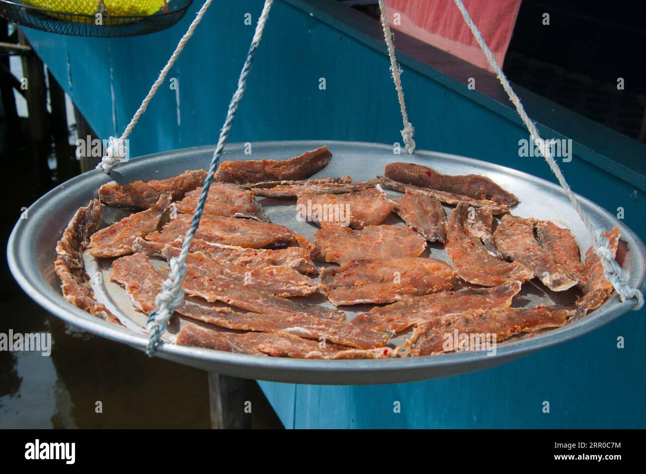 Dried fish for sale at the Kampung Ayer water village on Labuan Island, Malaysia Stock Photo
