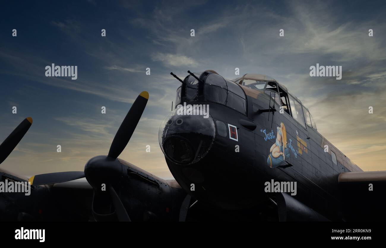 East Kirkby, Lincolnshire, UK, 2023. The Avro Lancaster is a British Second World War heavy bomber. Stock Photo
