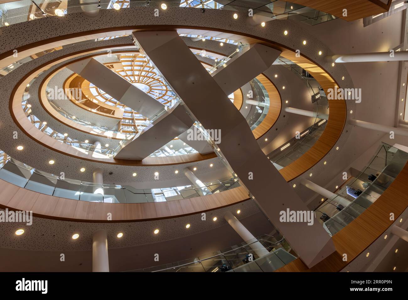 The spectacular atrium and staircase in Liverpool Central Library, England, UK Stock Photo