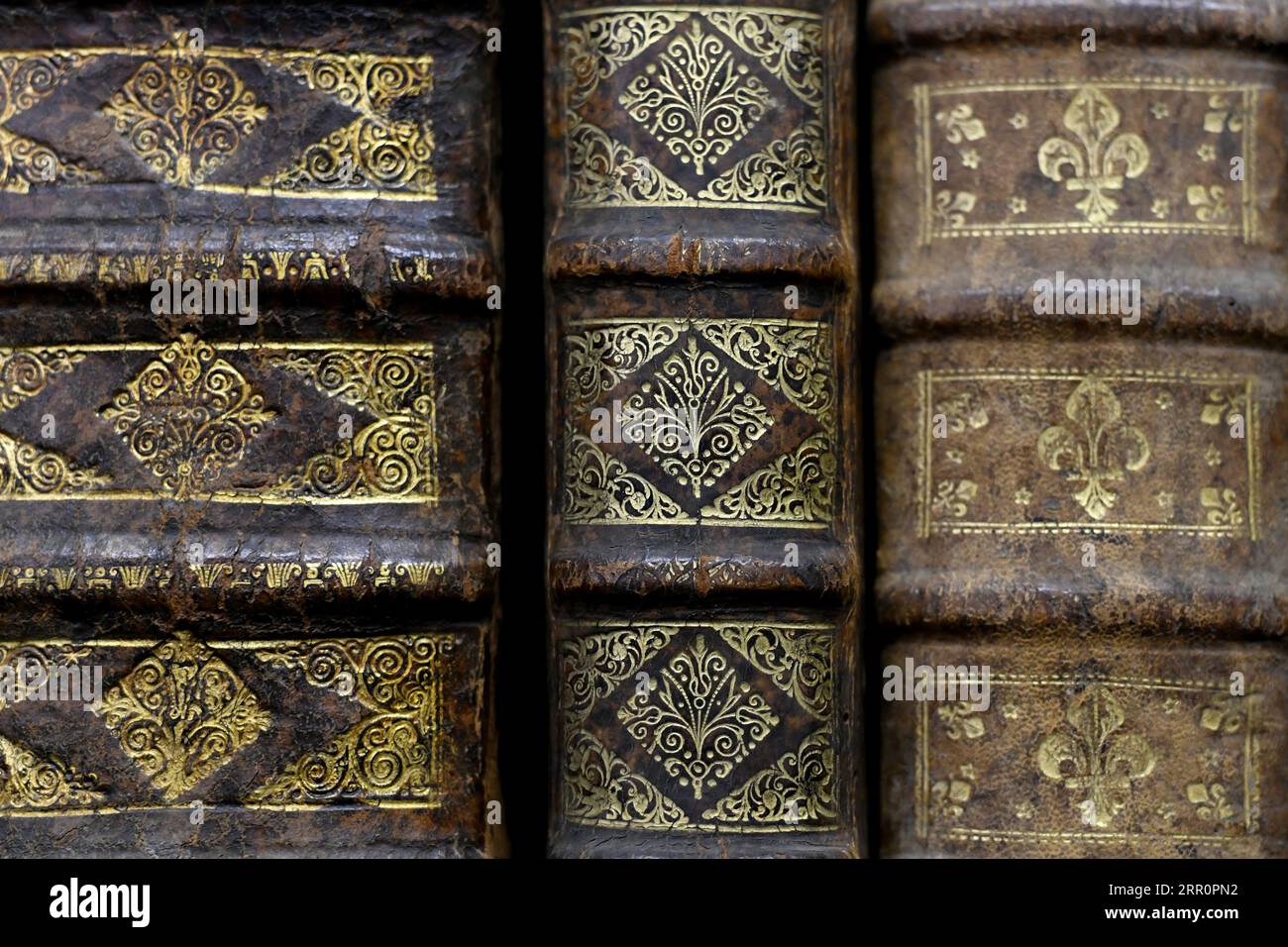 Old worn books on a shelf in the library's shelfs Stock Photo - Alamy