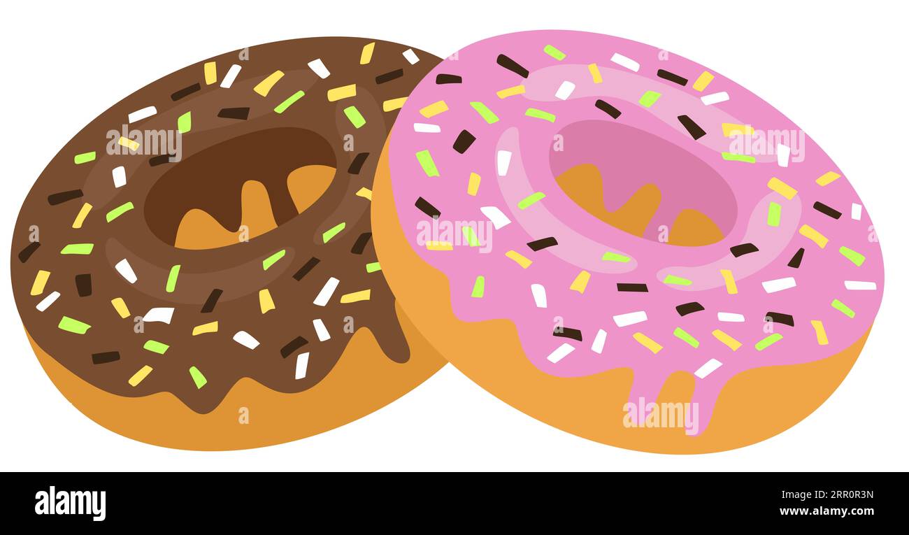 Delicious strawberry and chocolate donuts Stock Photo