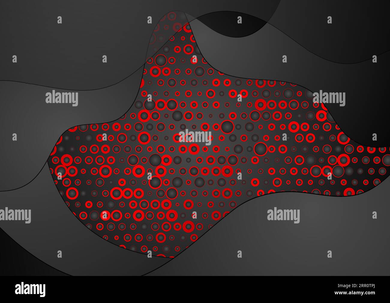 Black abstract wavy background with red dots. Vector design Stock ...