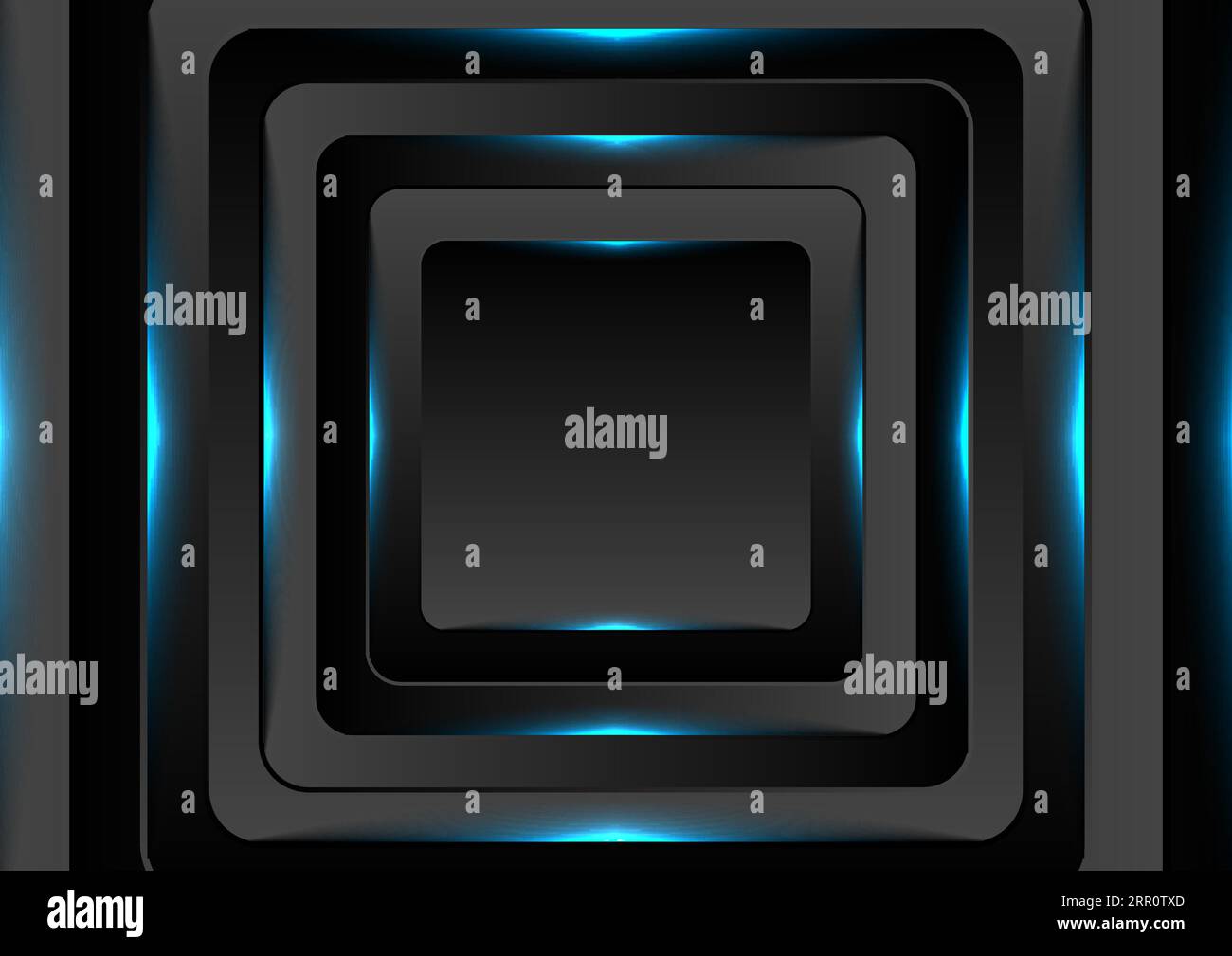 Black squares with blue neon glowing light abstract background. Vector ...