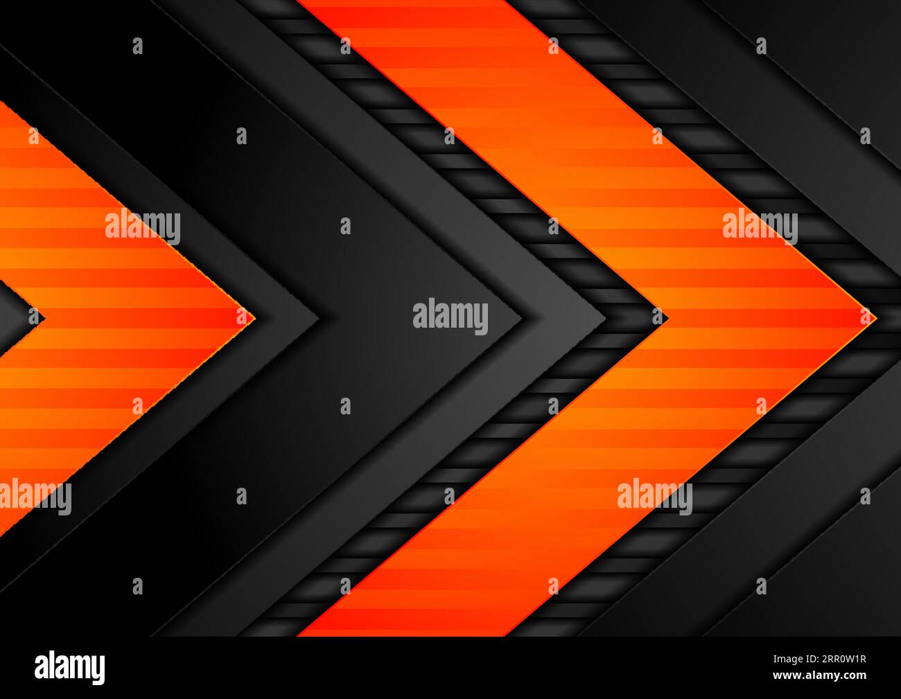 Abstract black and orange arrows tech background. Vector geometric ...