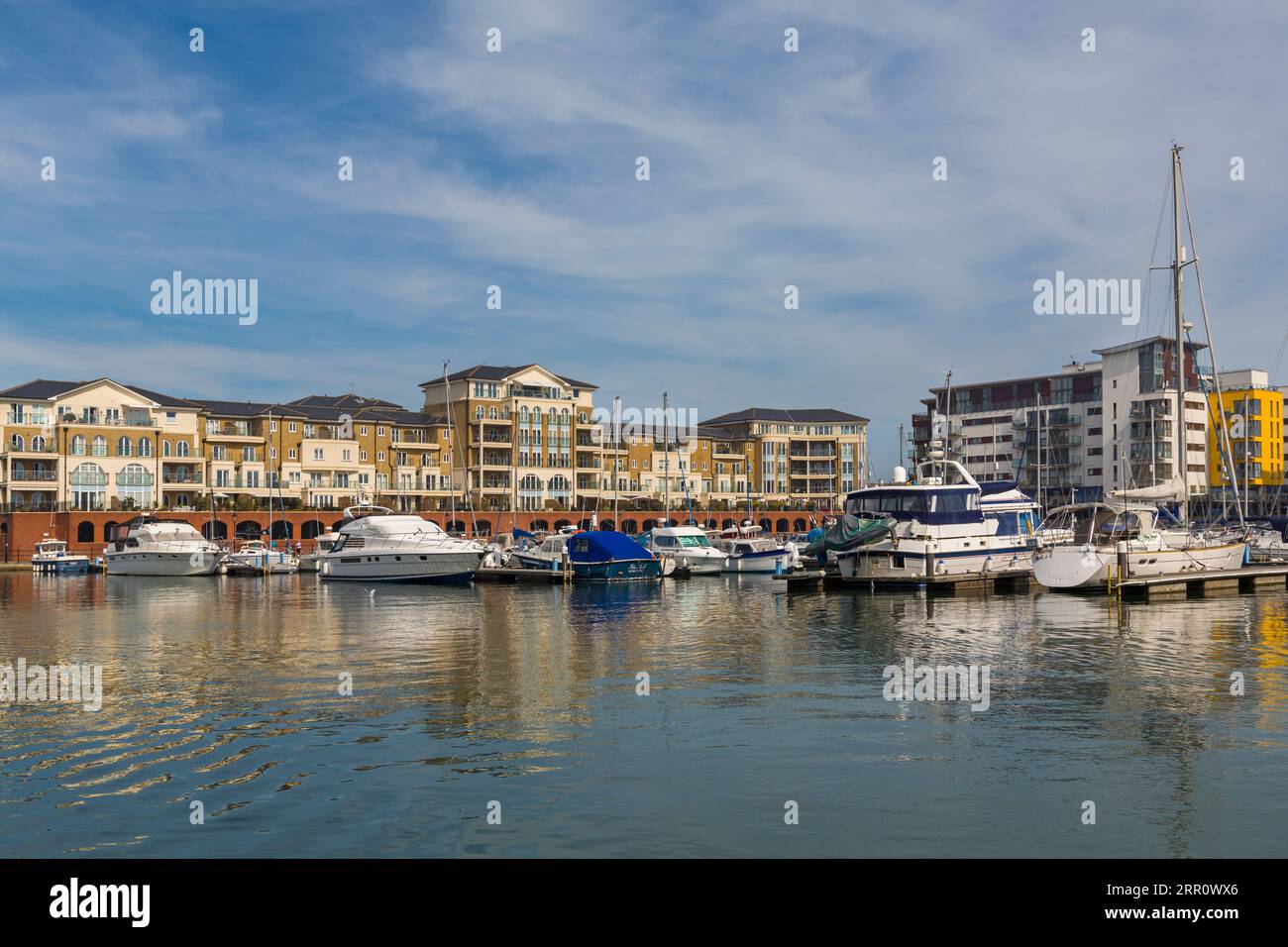 Luxury waterside apartments and boats at Sovereign Harbour, Eastbourne