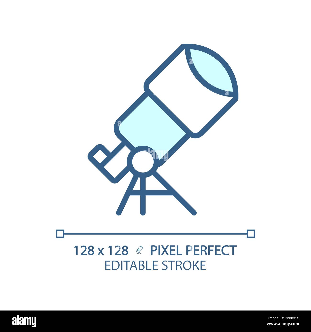 Telescope pixel perfect light blue icon Stock Vector