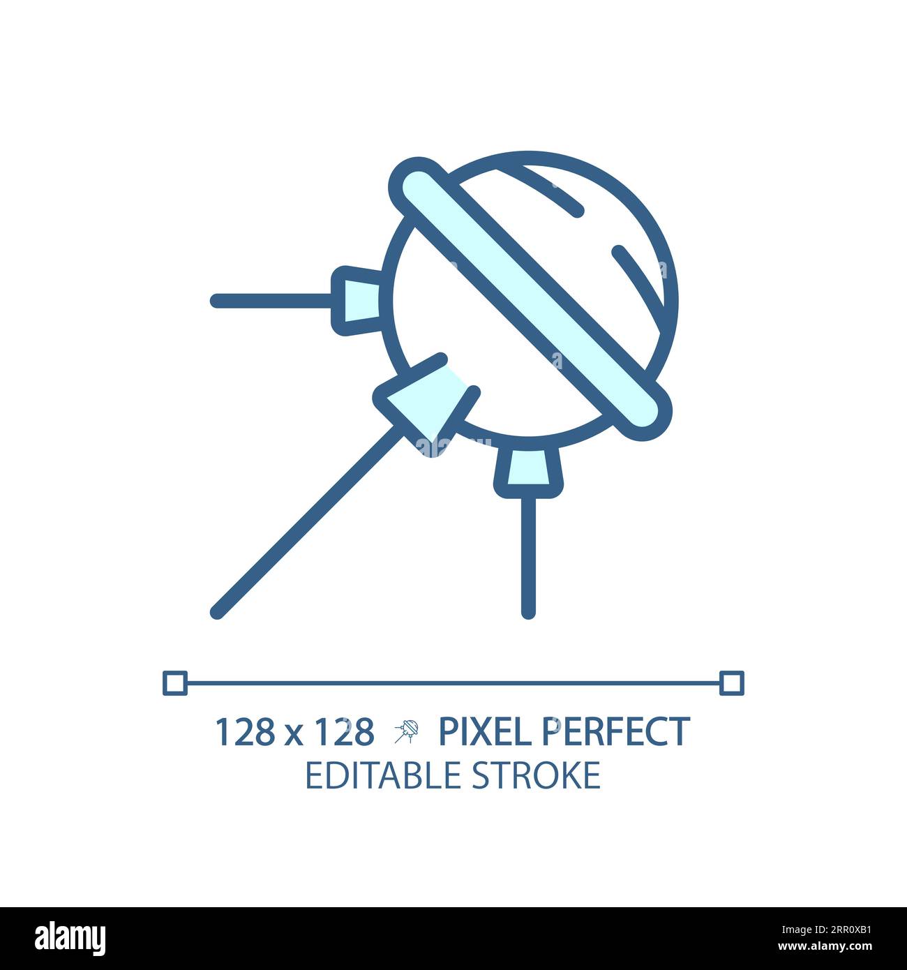 Sputnik pixel perfect light blue icon Stock Vector
