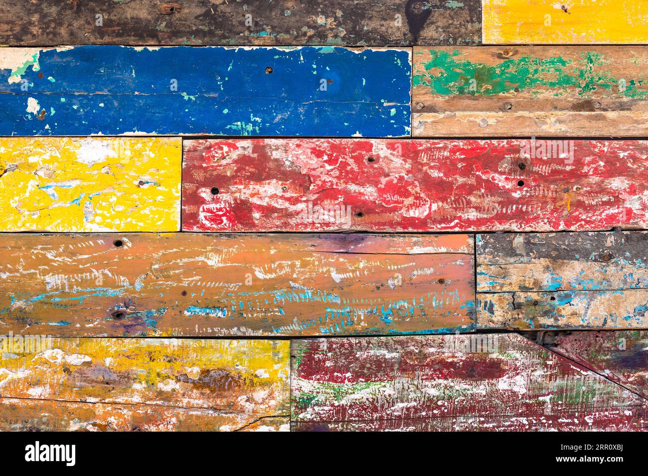 Old multicolour wooden background, perfect textured pattern. Stock Photo