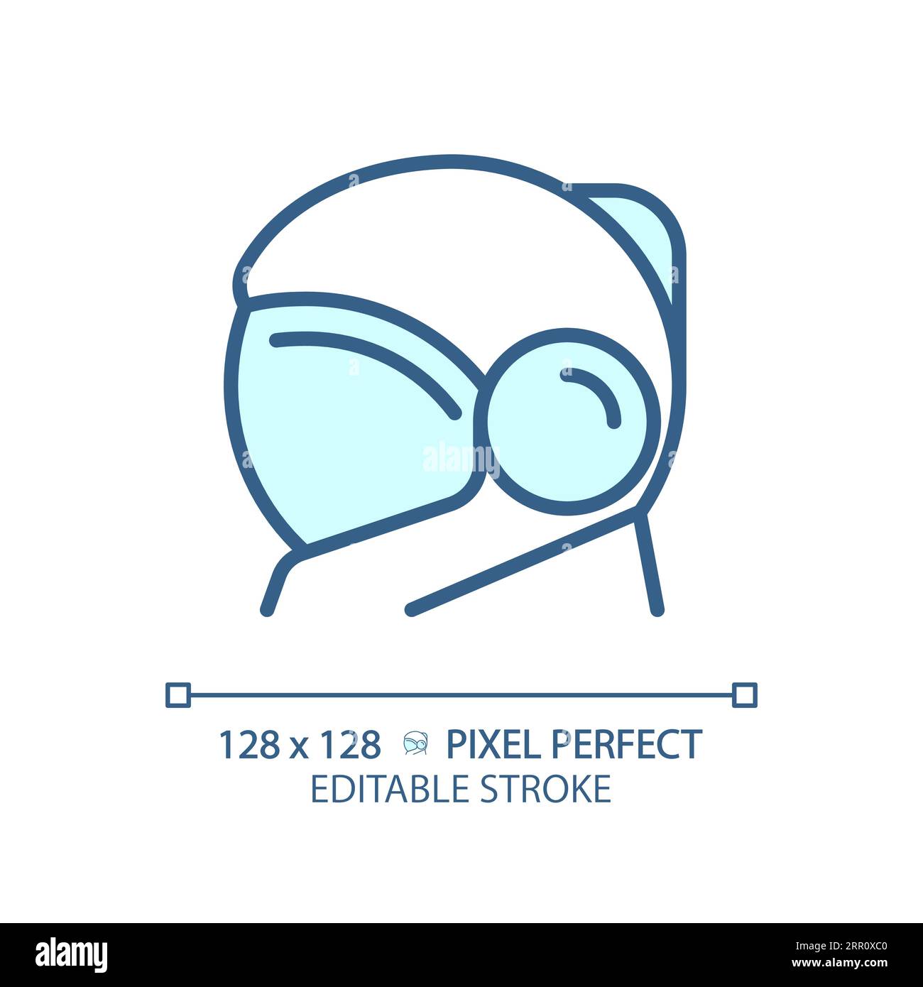 Space helmet pixel perfect light blue icon Stock Vector
