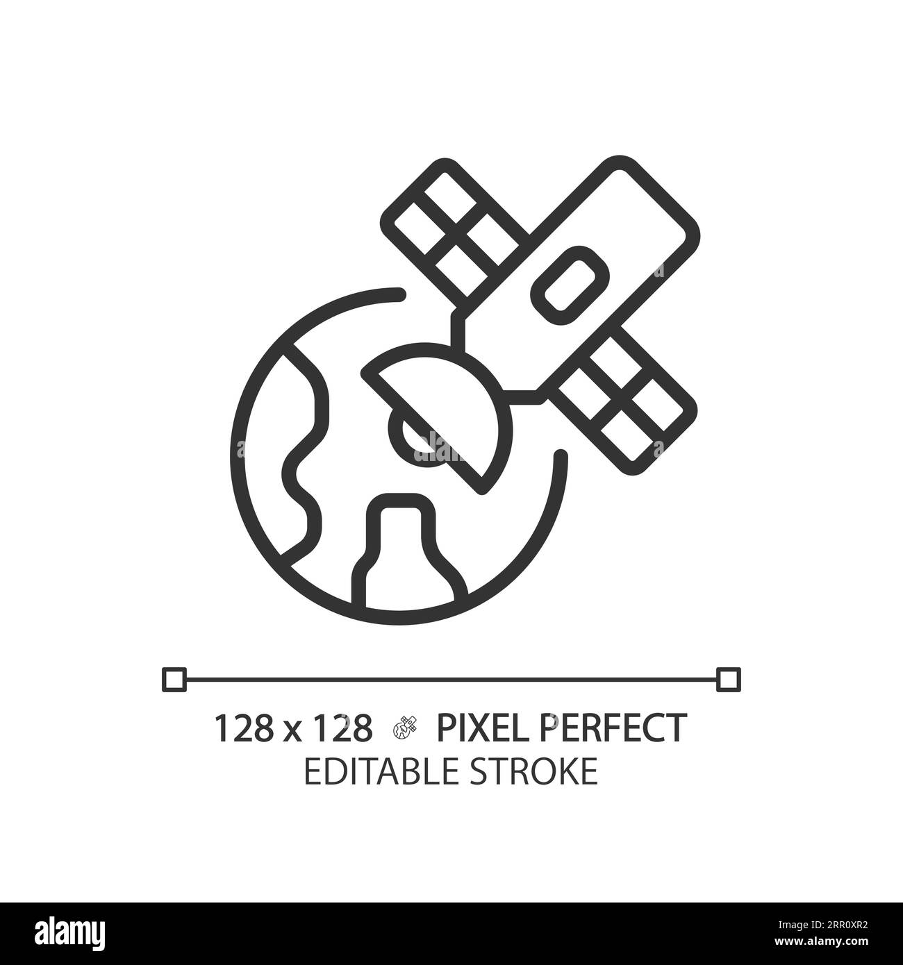 Satellite pixel perfect linear icon Stock Vector