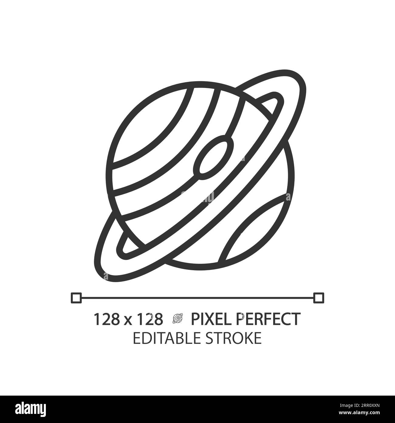 Saturn pixel perfect linear icon Stock Vector