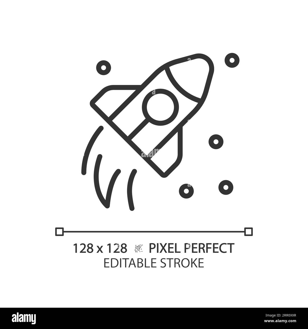 Space travel pixel perfect linear icon Stock Vector