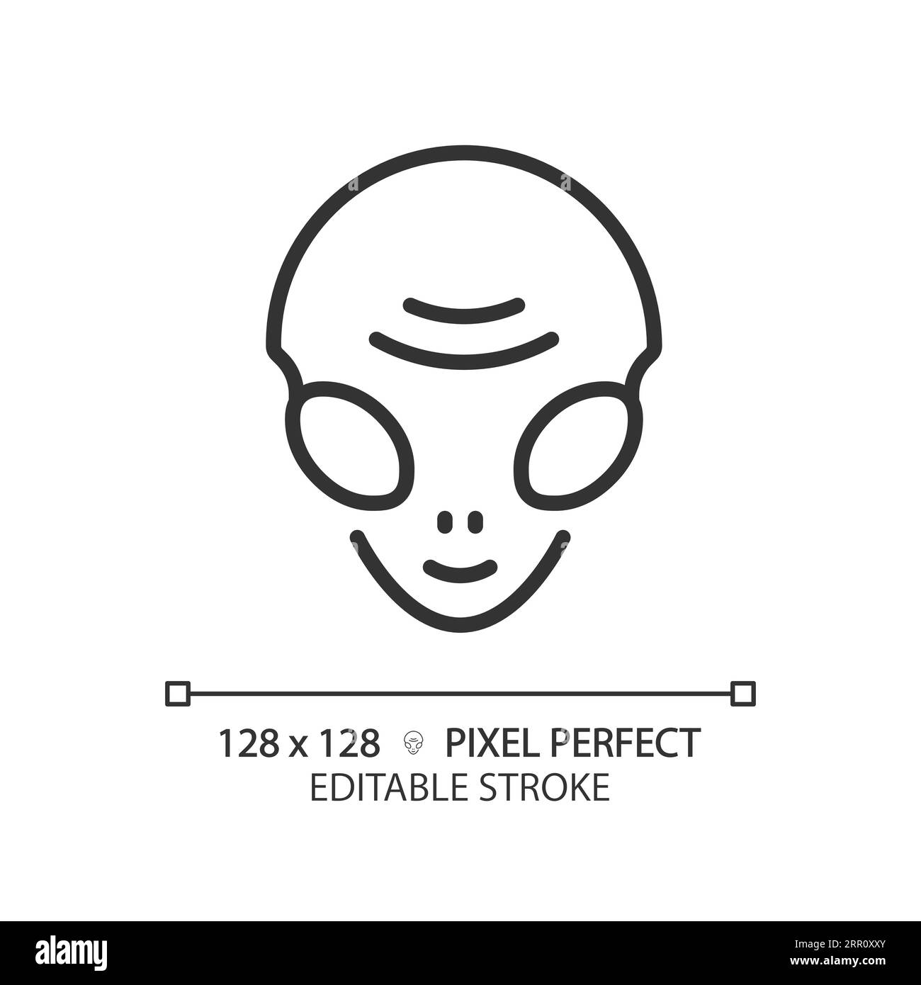 Alien face pixel perfect linear icon Stock Vector