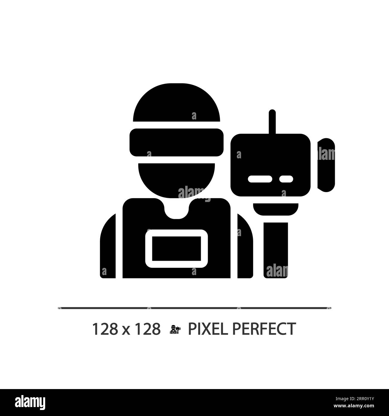 2D glyph style cameraman solid icon Stock Vector