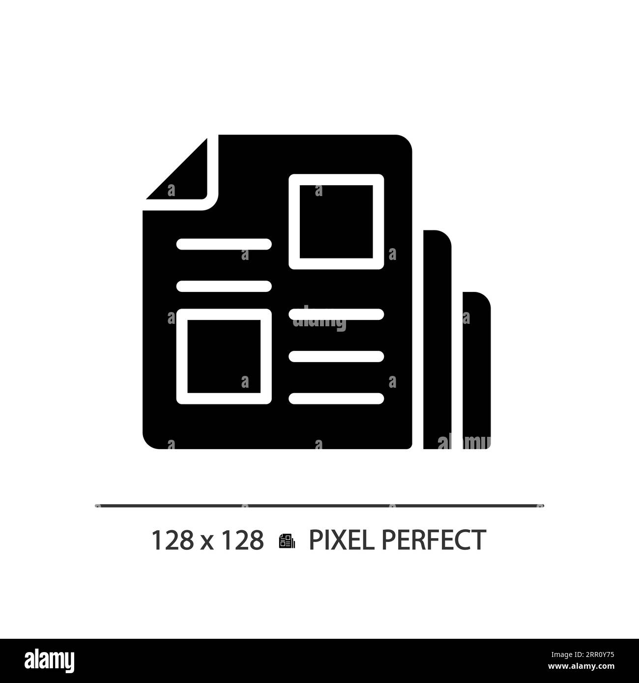 2D glyph style magazine solid icon Stock Vector