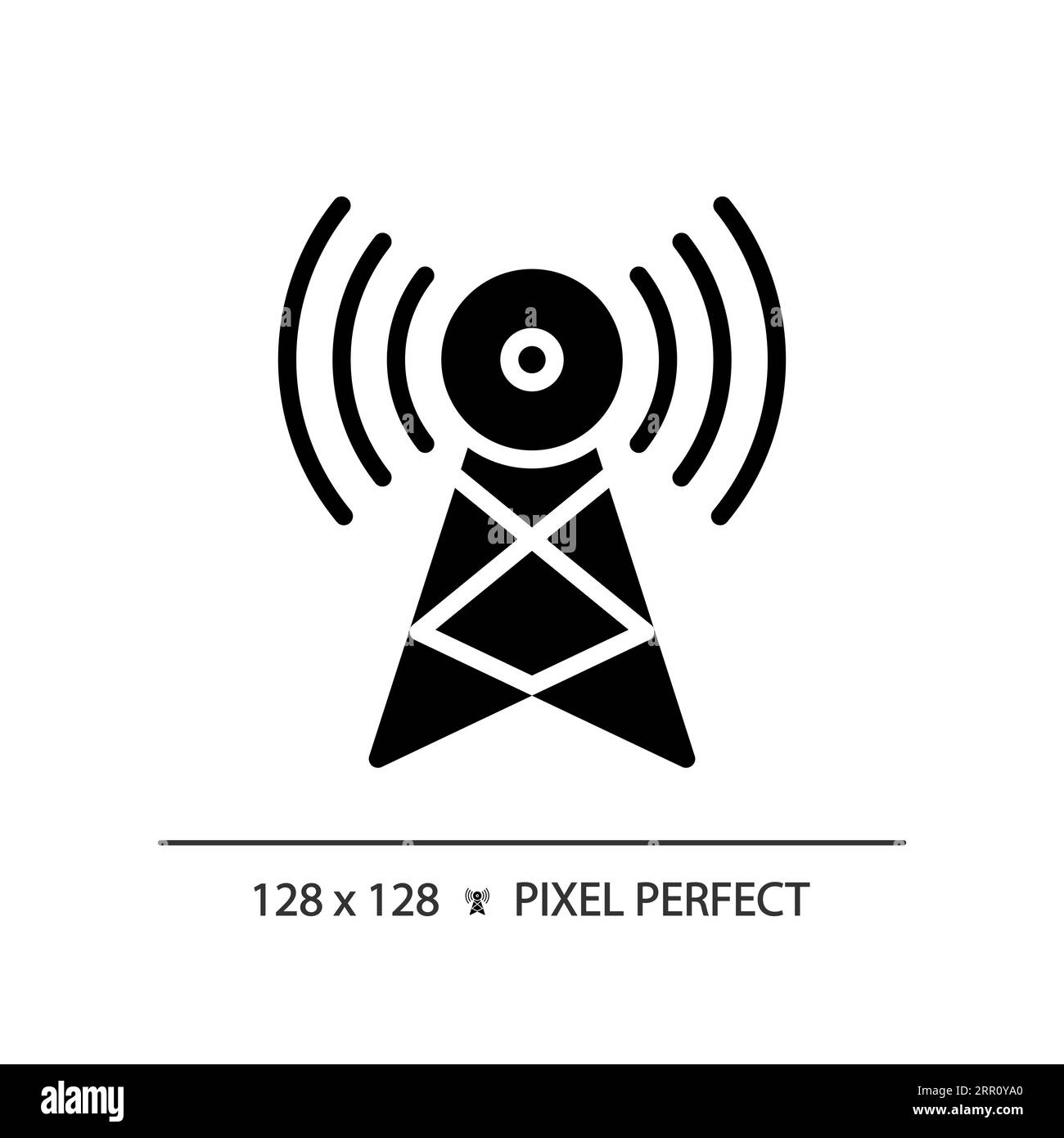 2D glyph style satellite tower solid icon Stock Vector