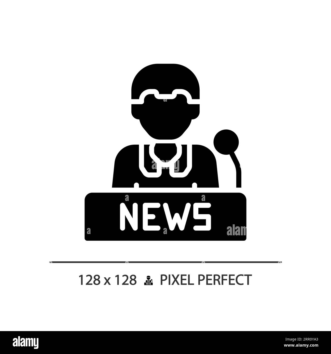 2D glyph style newscaster solid icon Stock Vector