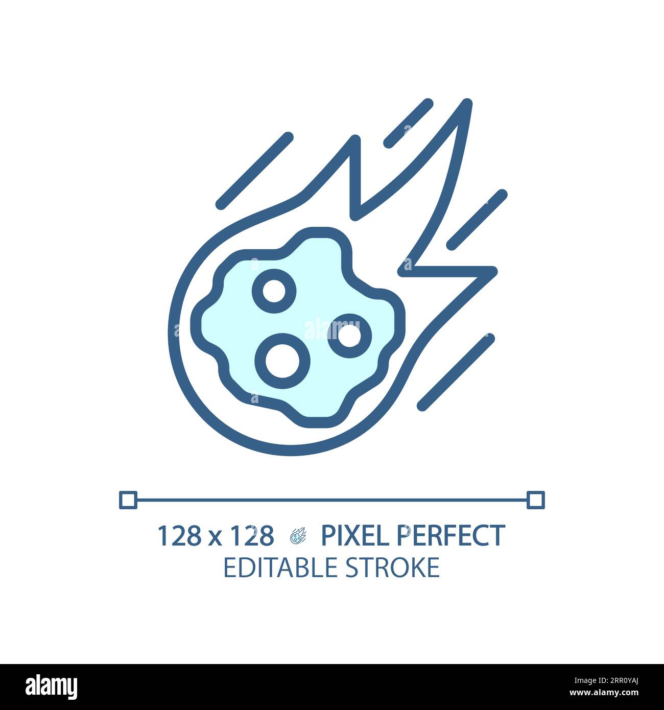 Falling comet pixel perfect light blue icon Stock Vector