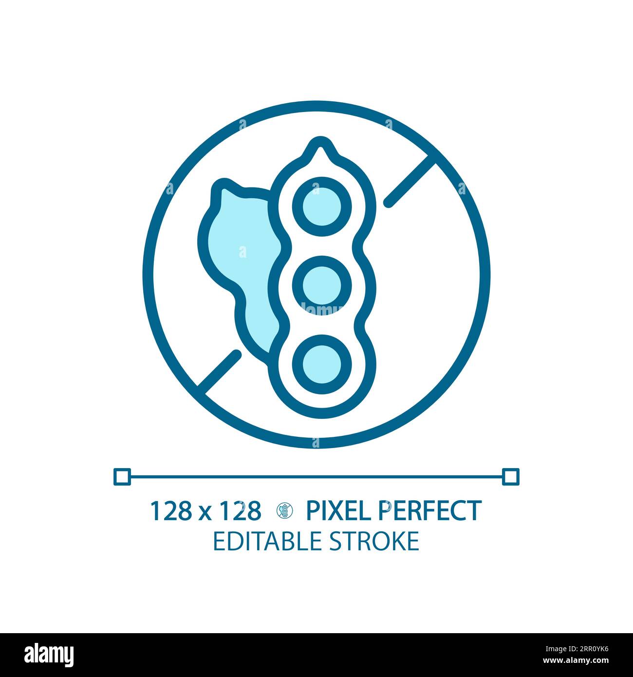 2D customizable thin linear blue soy free icon Stock Vector