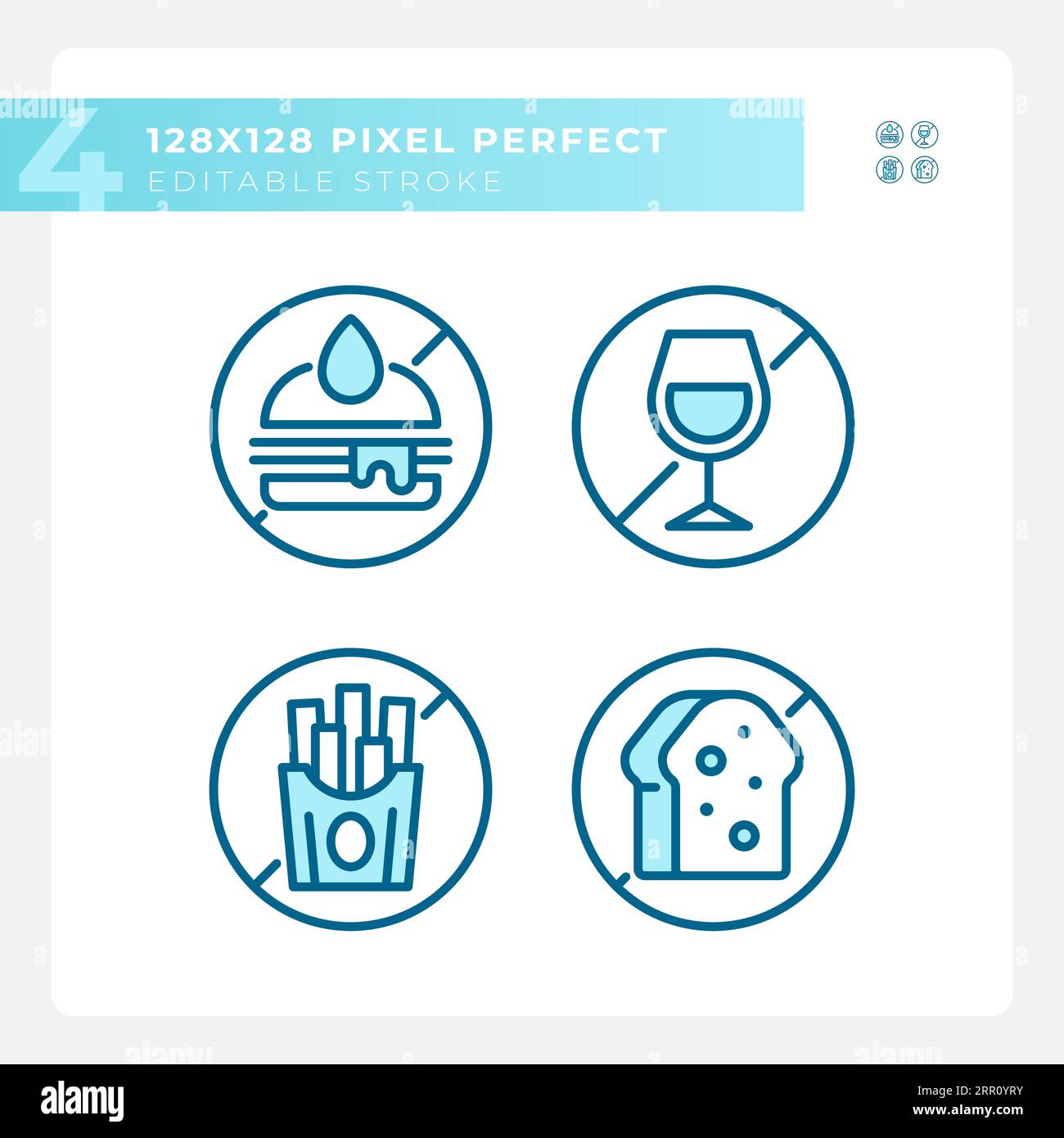 Editable pixel perfect allergen free linear icons set Stock Vector