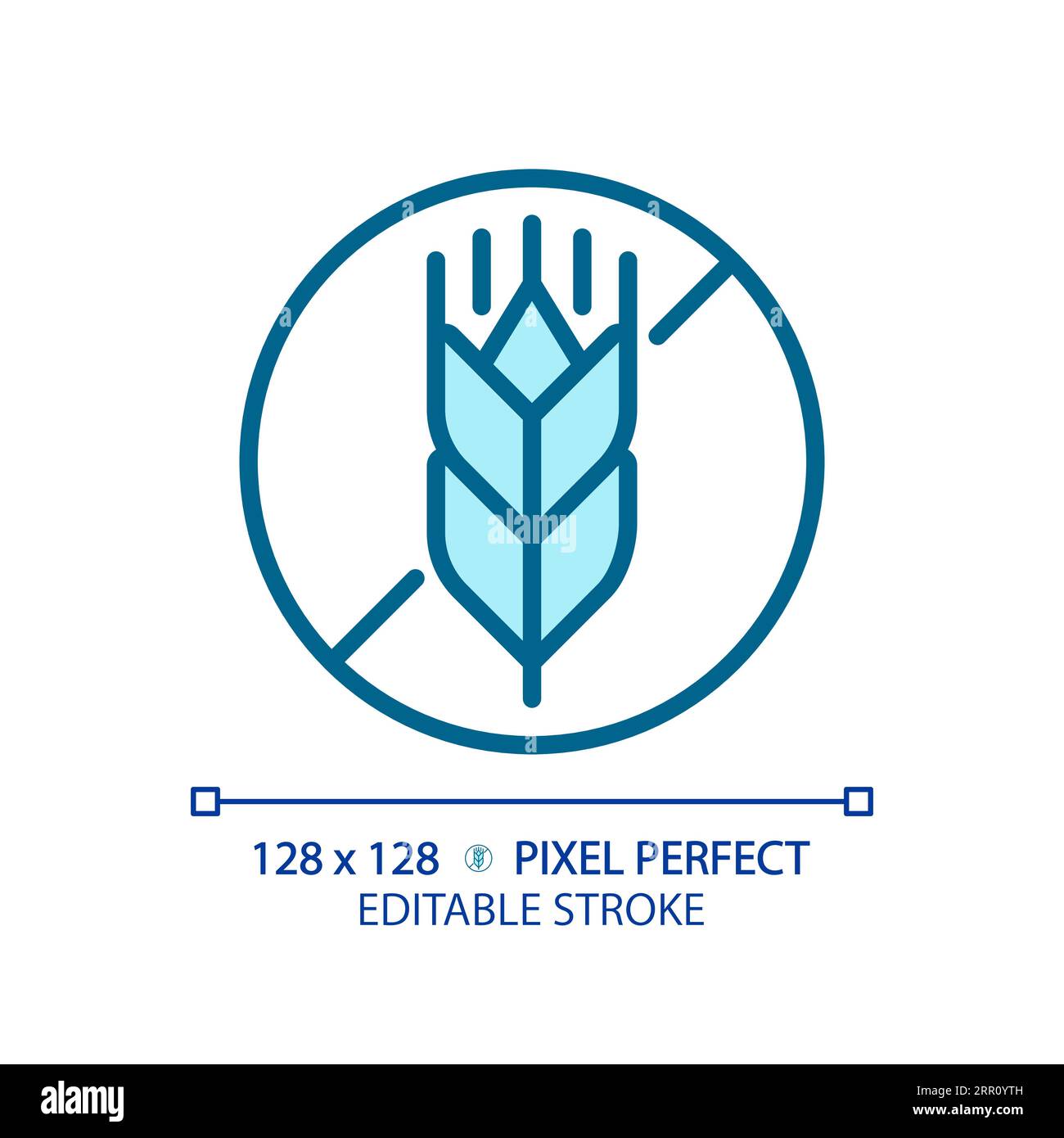 2D customizable thin linear blue gluten free icon Stock Vector